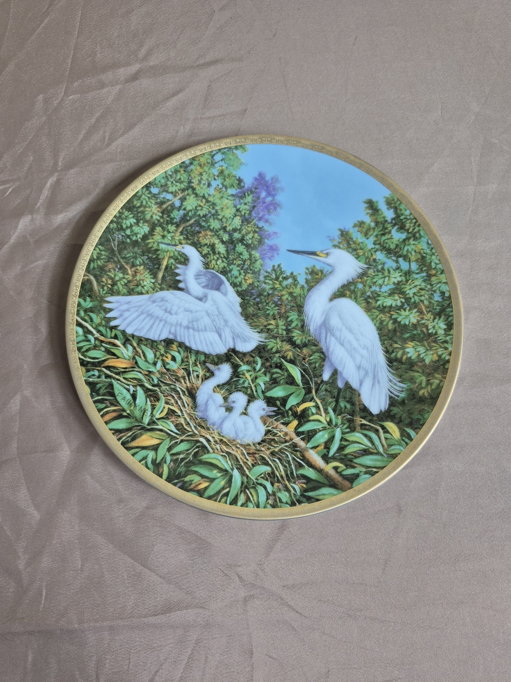 Vintage 1988 W.S. George "The Snowy Egret" Plate by James Faulkner